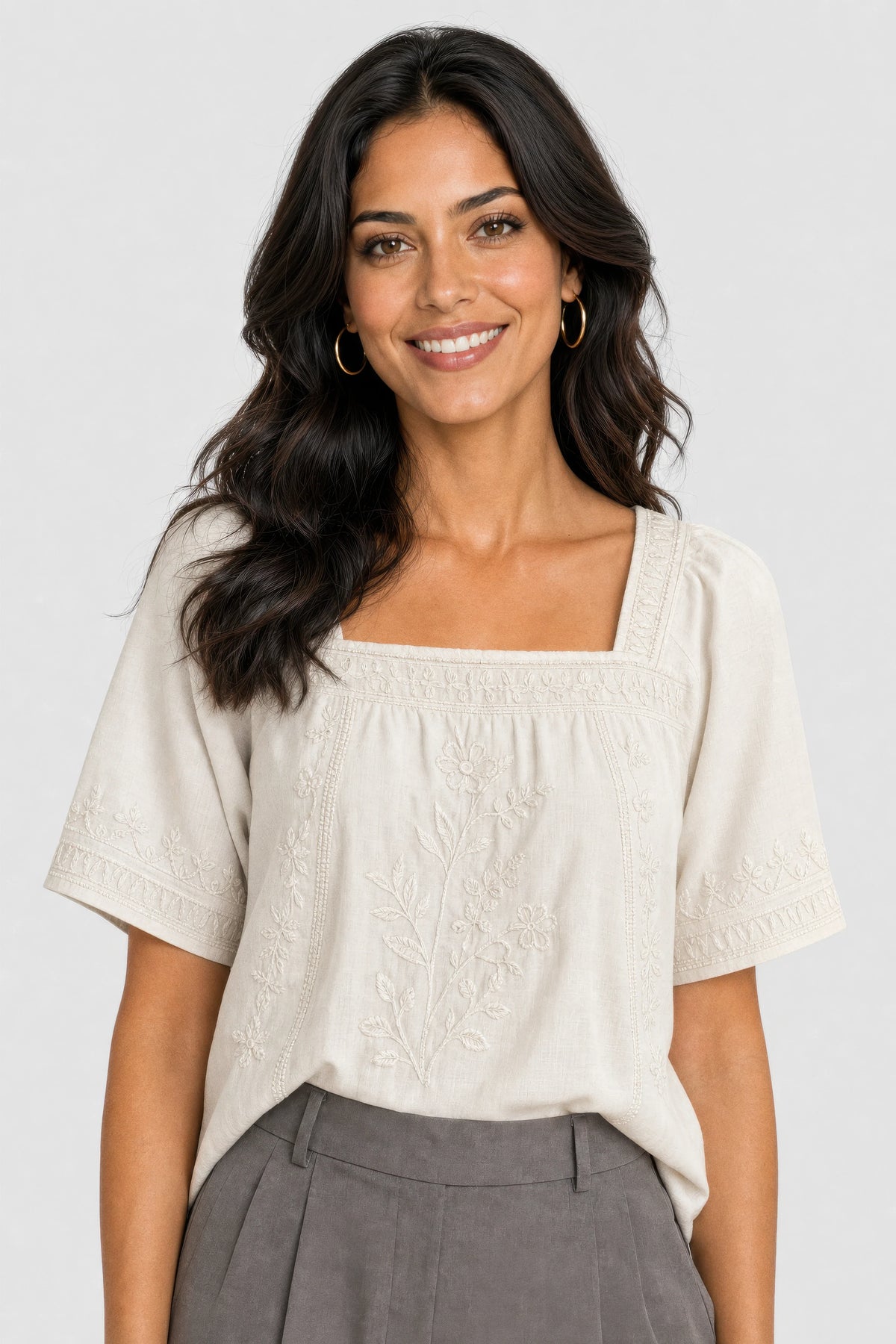 Selene Embroidered Cotton Top