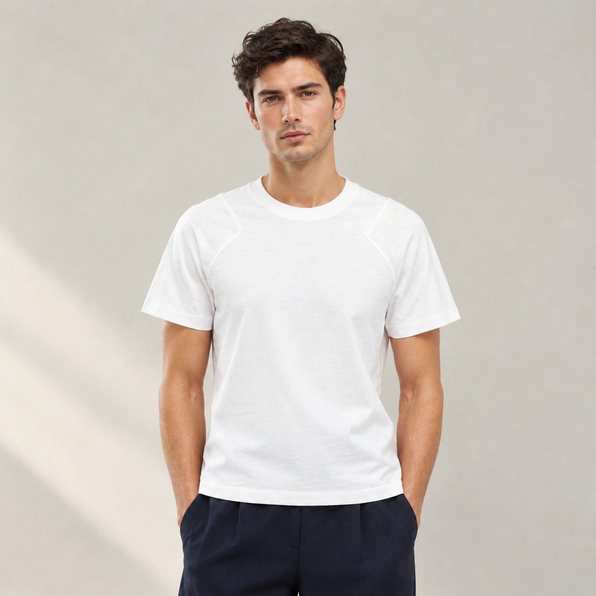 Arden Raglan Tee in Optic White, front view