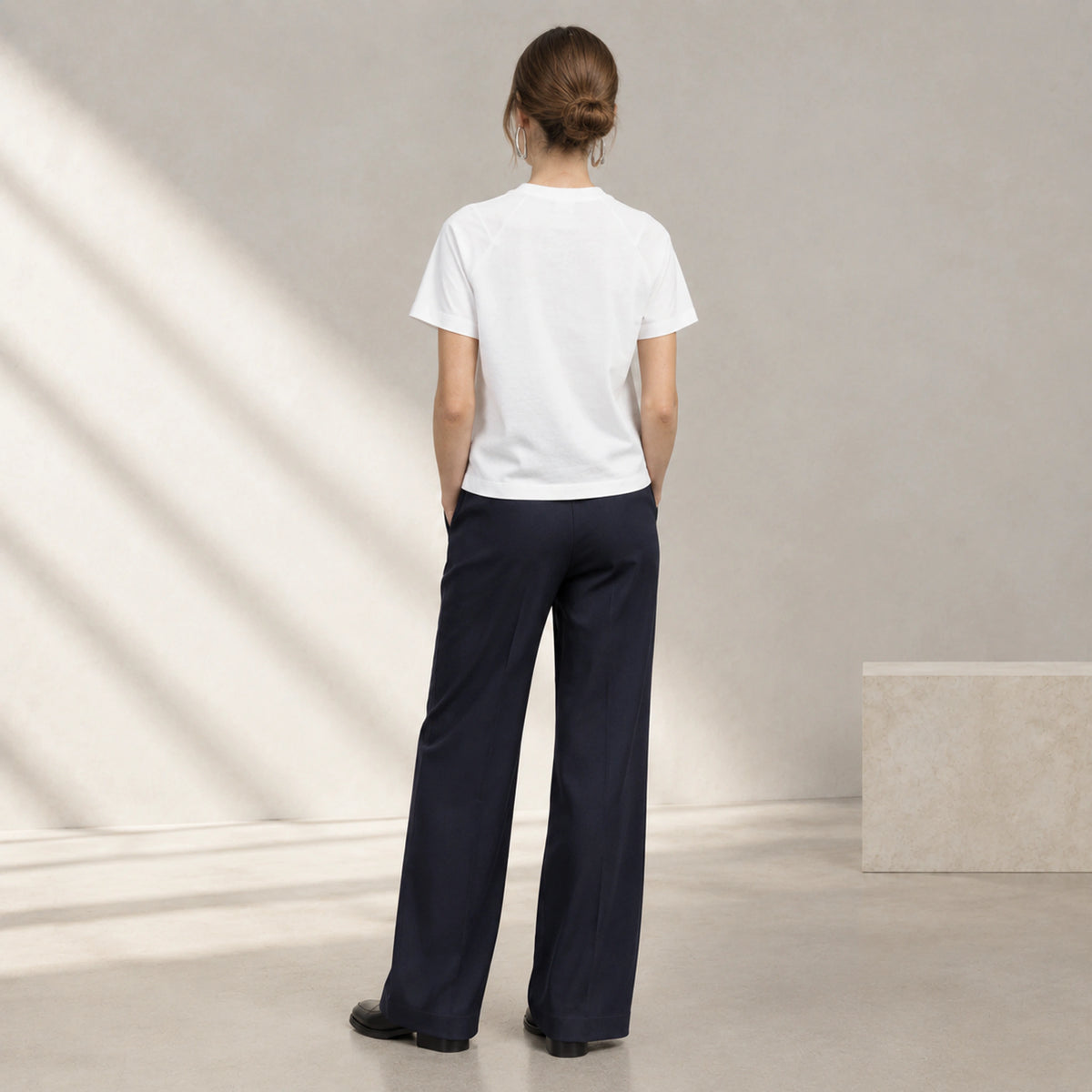 Arden Raglan Tee in Optic White, rear view