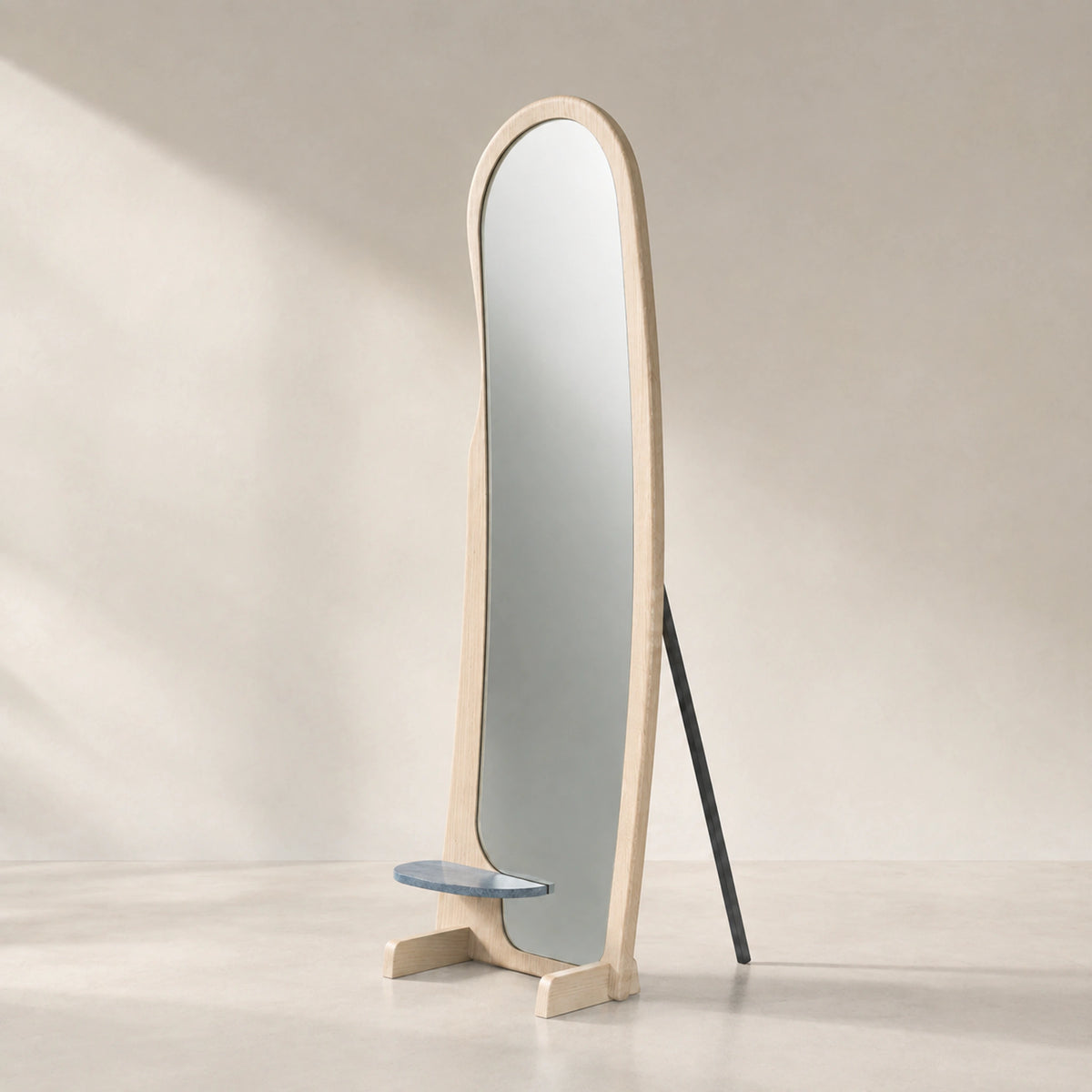 Dovetail Floor Mirror, side three-quarter view