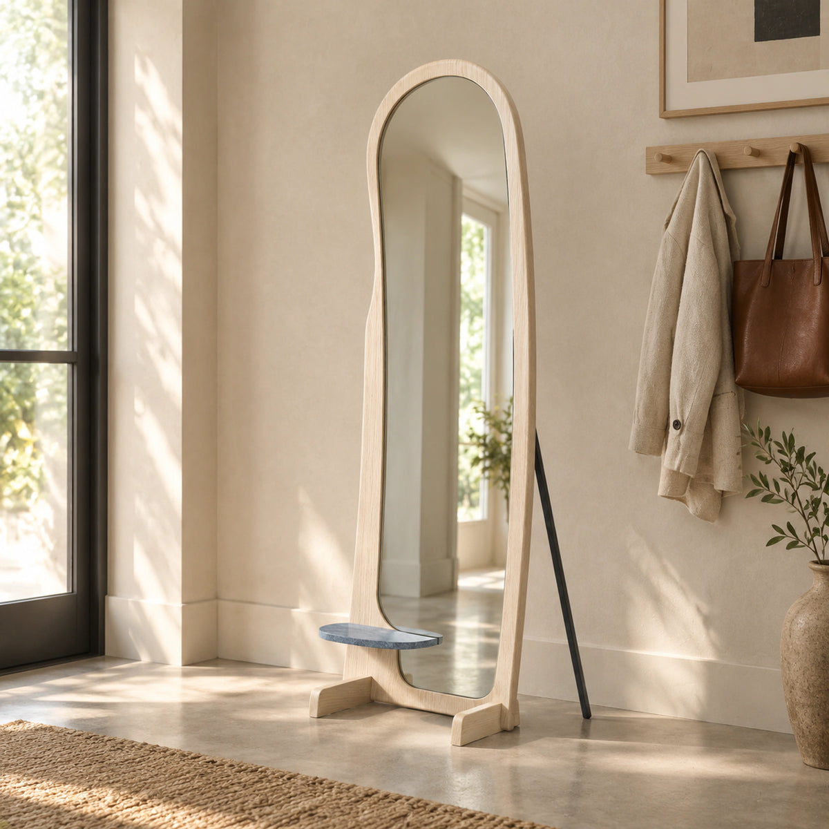 Dovetail Floor Mirror, hallway vignette