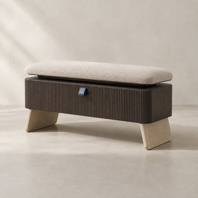 Dovetail Storage Bench 68, closed three-quarter hero