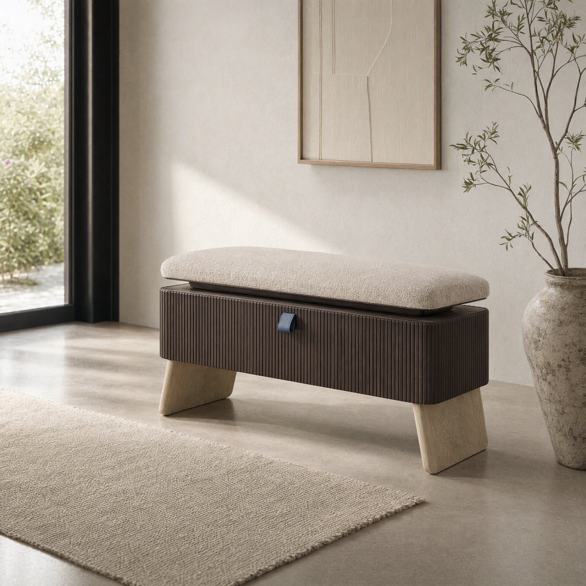 Dovetail Storage Bench 68, hallway vignette