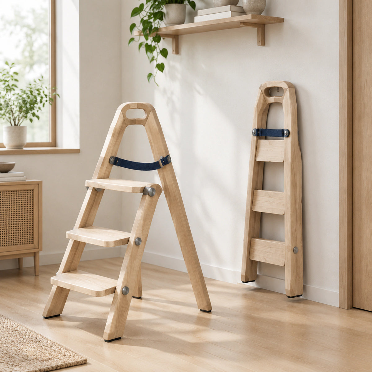 Fold Three-Step Ladder, wall storage vignette