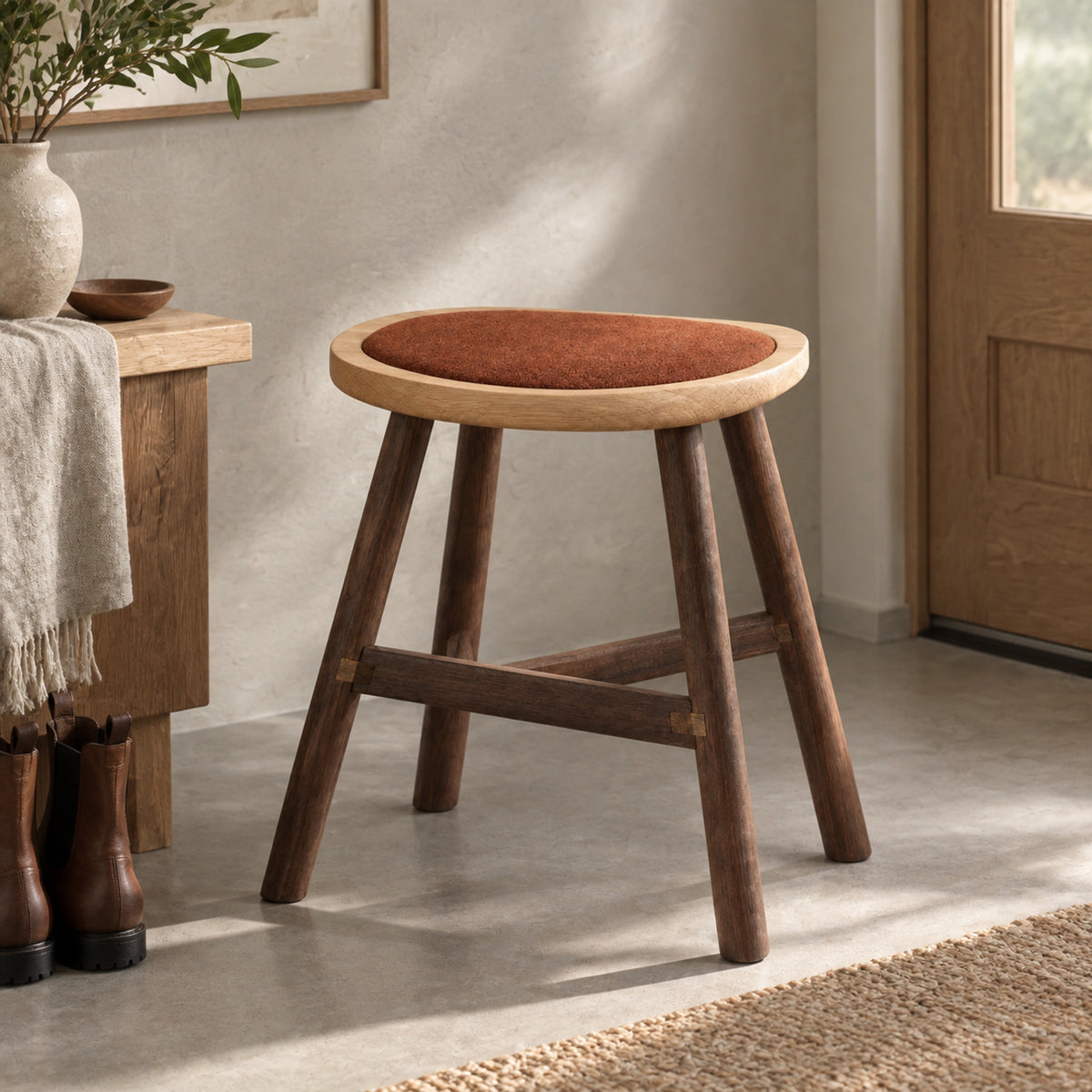 Rook Utility Stool, entryway vignette