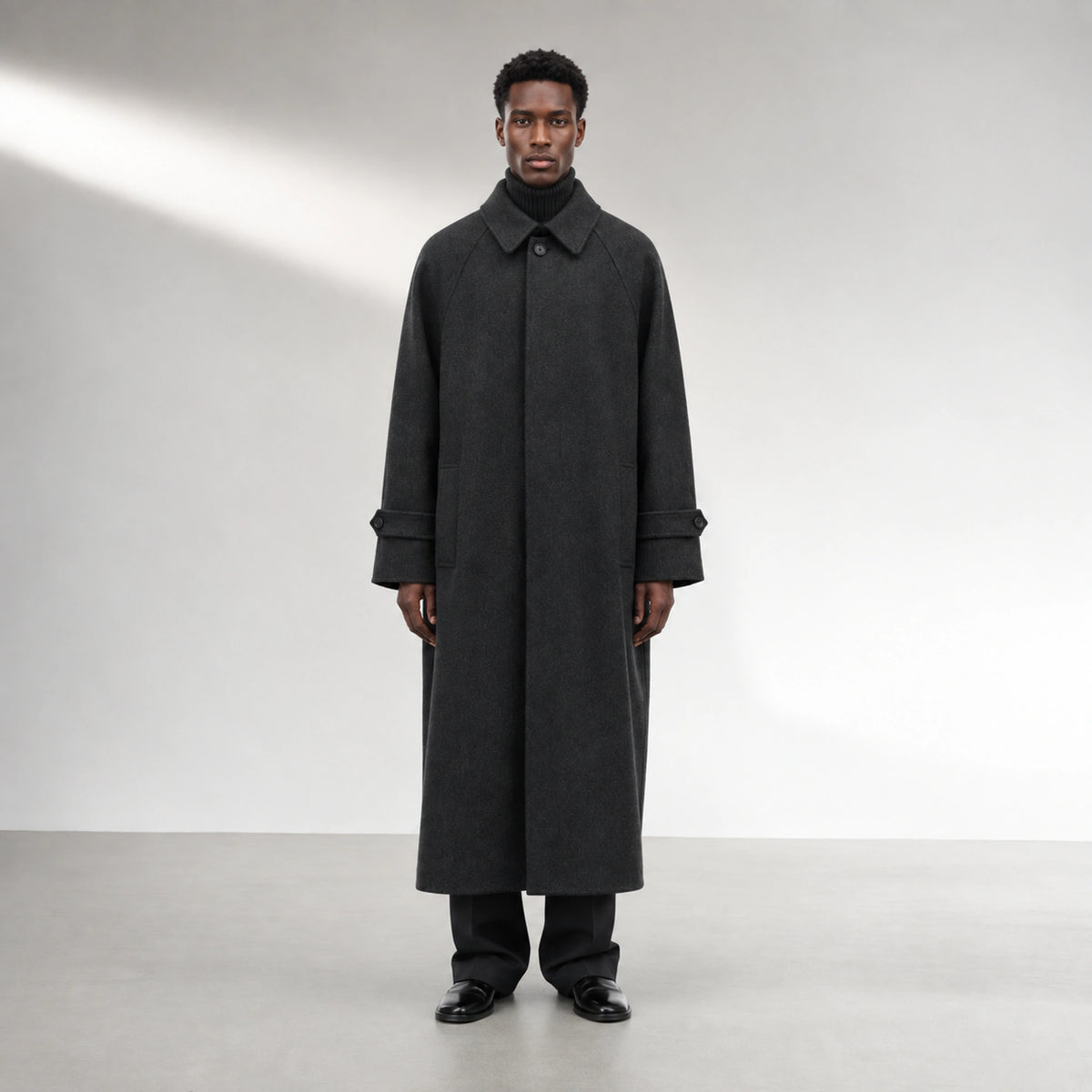 Northline Wool Coat in Charcoal, front view