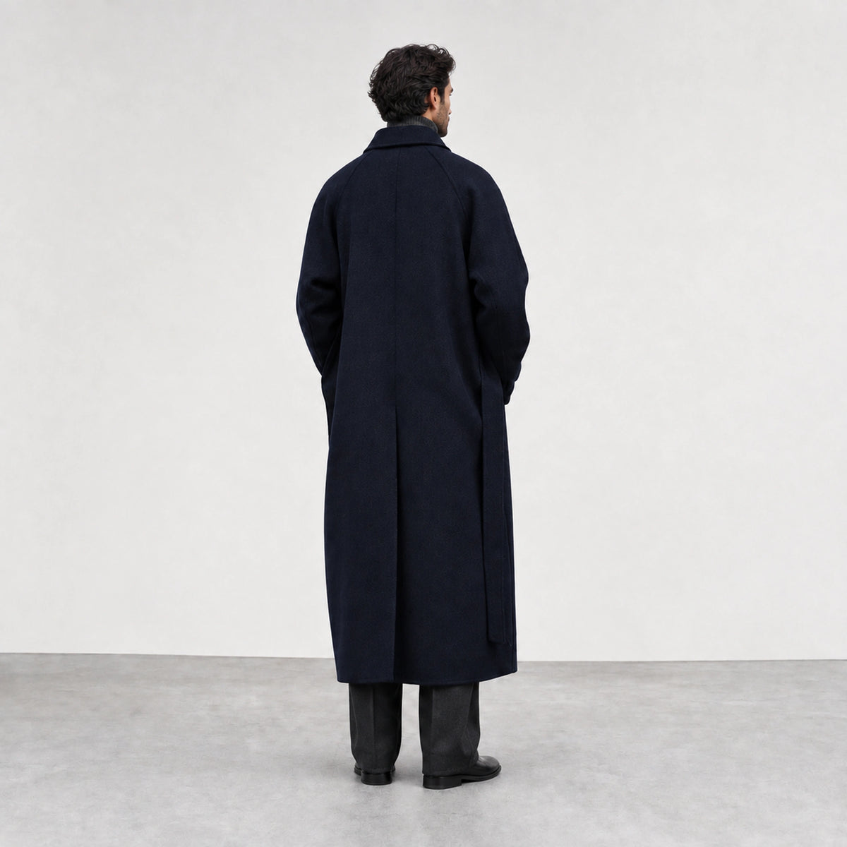 Northline Wool Coat in Midnight Navy, rear view