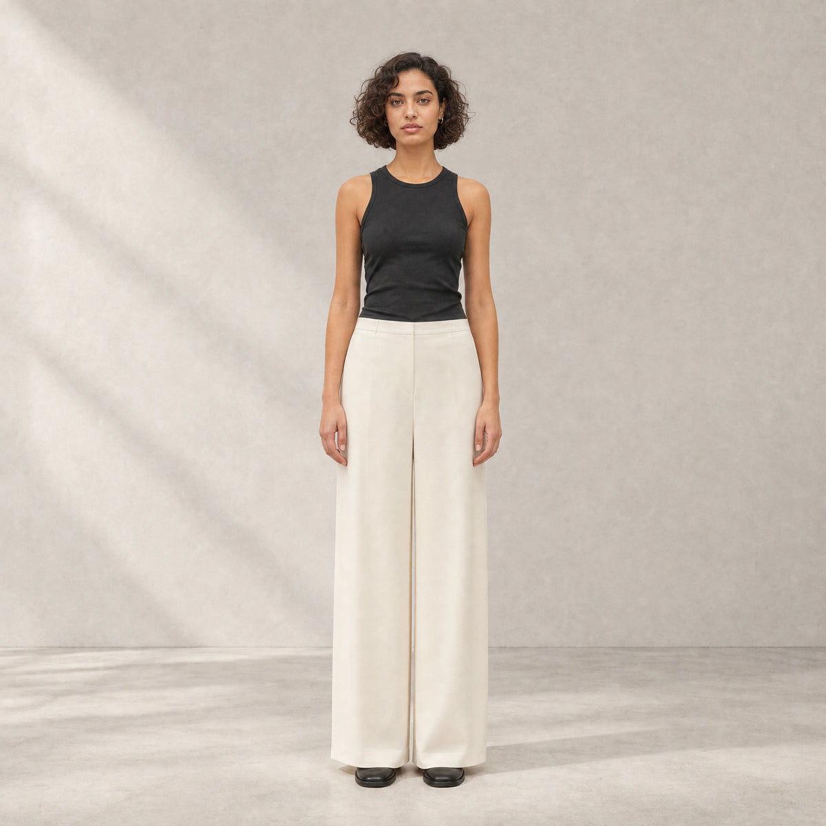 Vale Column Trousers in Chalk, full-length front view