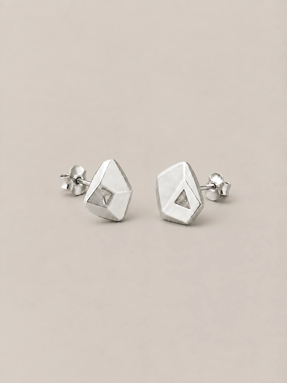 seravel facet studs silver gallery 1